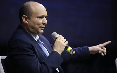 Prime Minister Naftali Bennett speaks at the annual Cyber Week conference in Tel Aviv, June 28, 2022. (Cyber Week, Tel Aviv University)
