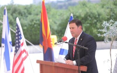 Arizona Governor Doug Ducey in Israel in May 2022 for a trade mission, his third trip to the country since he started as governor in 2015. (Dudu Koren)