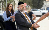 Rabbi Moshe Yazdi, arrested on suspicion of sexual offenses against women, is brought for a court hearing at the Jerusalem Magistrate's Court, on April 27, 2022. (Flash90)