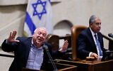Likud MK David Amsalem addresses the Knesset plenum, June 1, 2022. (Olivier Fitoussi/Flash90)