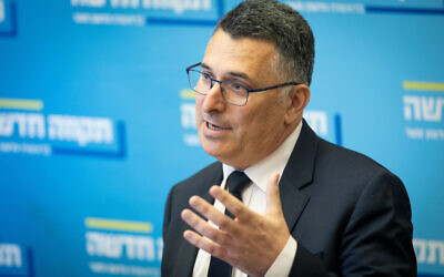Justice Minister Gideon Saar leads a New Hope faction meeting at the Knesset in Jerusalem on June 6, 2022. (Yonatan Sindel/Flash90) Justice Minister Gideon Saar leads a New Hope faction meeting at the Knesset in Jerusalem on June 6, 2022. (Yonatan Sindel/Flash90)