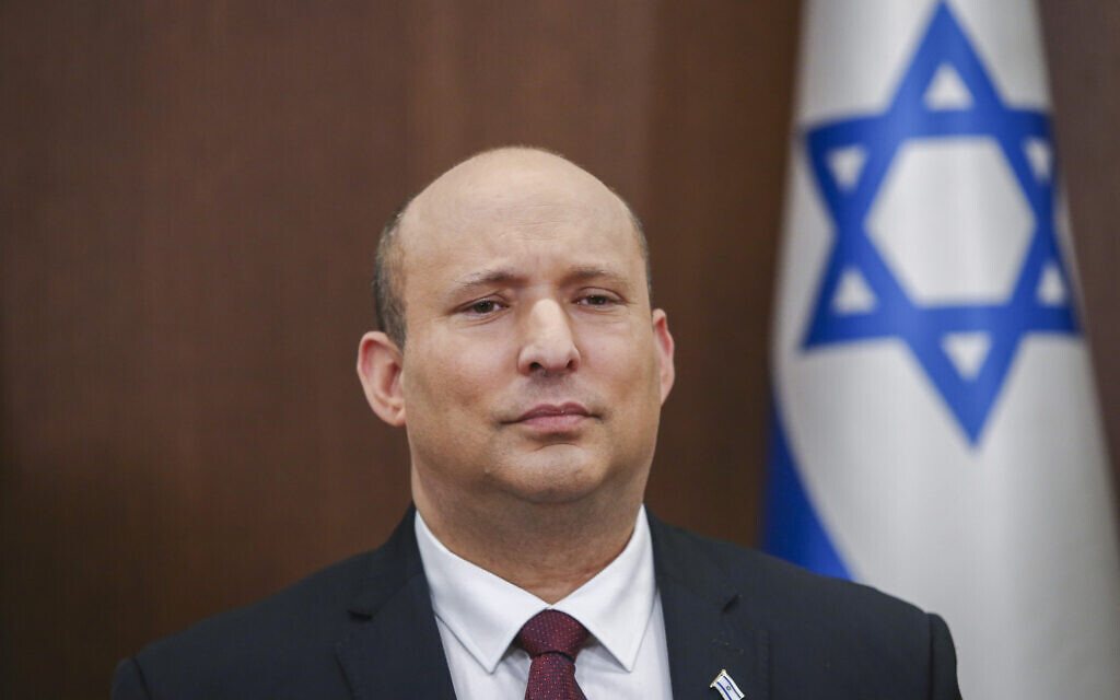 Prime Minister Naftali Bennett leads a cabinet meeting at the Prime Minister's Office in Jerusalem on June 19, 2022. (Alex Kolomoisky/POOL) Prime Minister Naftali Bennett leads a cabinet meeting at the Prime Minister's Office in Jerusalem on June 19, 2022. (Alex Kolomoisky/POOL)
