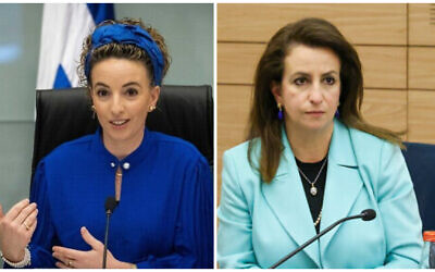 (L) Idit Silman, heads a committee meeting at the Knesset on November 30, 2021. (Yonatan Sindel/Flash90) and Meretz MK Ghaida Rinawie Zoabi addresses a Knesset committee. (Danny Shem Tov/Knesset Spokesperson)