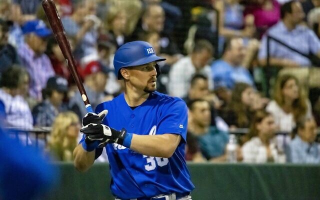 Ryan Lavarnway goes to bat for Team Israel in this undated photo. (Courtesy IAB)