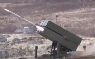 Screen capture from undated video of a NASAMS air defense system launch. (YouTube)