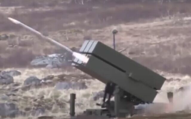 Screen capture from undated video of a NASAMS air defense system launch. (YouTube)