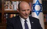 Prime Minister Naftali Bennett in a Channel 12 TV interview broadcast on June 25, 2022. (Channel 12 screenshot)
