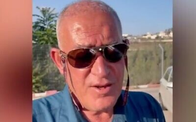 Screen capture from vide of Sha'aban al-Sayed, father of Hisham al-Sayed, held captive by Hamas in the Gaza Strip, on June 28, 2022. (Screen capture/Ynet)