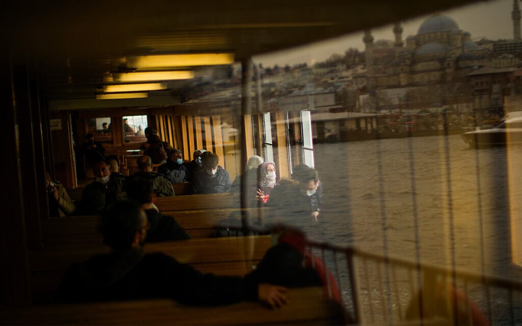 Illustrative: Commuters take a ride in a ferry crossing the Bosphorus strait in Istanbul, Turkey in April 2022. (AP Photo/Francisco Seco) Illustrative: Commuters take a ride in a ferry crossing the Bosphorus strait in Istanbul, Turkey in April 2022. (AP Photo/Francisco Seco)
