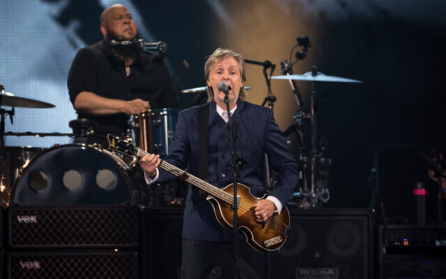 Paul McCartney performs during his "Got Back" tour, June 16, 2022, at MetLife Stadium in East Rutherford, N.J. (Christopher Smith/Invision/AP) Paul McCartney performs during his "Got Back" tour, June 16, 2022, at MetLife Stadium in East Rutherford, N.J. (Christopher Smith/Invision/AP)