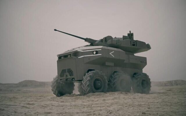 A new Medium Robotic Combat Vehicle in a handout photo published June 1, 2022. (Defense Ministry) A new Medium Robotic Combat Vehicle in a handout photo published June 1, 2022. (Defense Ministry)