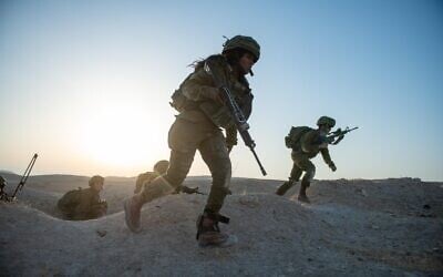 Female soldiers during training, in an undated photography published by the military on June 7, 2022. (Israel Defense Forces)