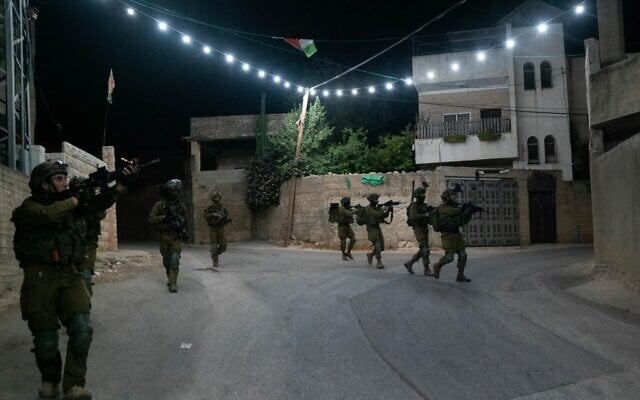 Illustrative: IDF soldiers operating in the West Bank on June 27, 2022. (Israel Defense Forces)