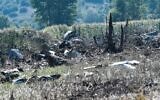 The crash site of an Antonov An-12 cargo aircraft, a few kilometers away from the city of Kavala, Greece, July 17, 2022. (Sakis Mitrolidis/AFP)