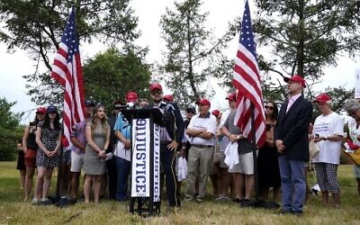 A group of 9/11 family members and survivors from the organization 9/11 Justice hold a press conference in Bedminster, New Jersey, on July 29, 2022. (Timothy A. Clary/AFP) A group of 9/11 family members and survivors from the organization 9/11 Justice hold a press conference in Bedminster, New Jersey, on July 29, 2022. (Timothy A. Clary/AFP)