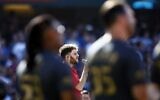 Ben Platt performs the national anthem before the 92nd MLB All-Star Game presented by Mastercard at Dodger Stadium on July 19, 2022, in Los Angeles, California (RONALD MARTINEZ / GETTY IMAGES NORTH AMERICA / Getty Images via AFP)
