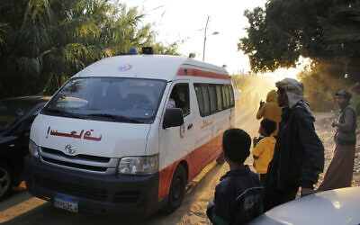 Illustrative: An Egyptian ambulance Oct. 31, 2015. (Amr Nabil/AP)