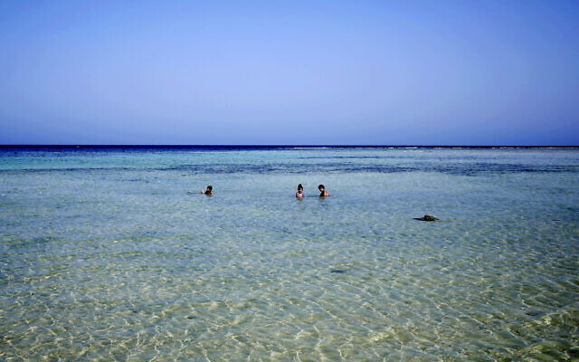 Illustrative: People play in the Red Sea off Marsa Alam, Egypt, Sept. 3, 2017. (AP/Nariman El-Mofty) Illustrative: People play in the Red Sea off Marsa Alam, Egypt, Sept. 3, 2017. (AP/Nariman El-Mofty)
