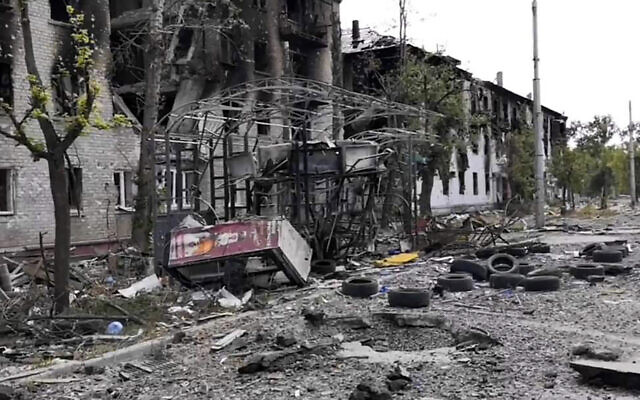 Damaged residential buildings in Lysychansk, in the Luhansk region, Ukraine, July 3, 2022. (Luhansk region military administration, via AP) Damaged residential buildings in Lysychansk, in the Luhansk region, Ukraine, July 3, 2022. (Luhansk region military administration, via AP)