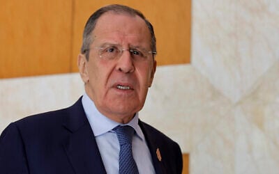 Russian Foreign Minister Sergey Lavrov at the G20 Foreign Ministers' Meeting in Nusa Dua, Bali, Indonesia, July 8, 2022. (Willy Kurniawan/Pool Photo via AP)