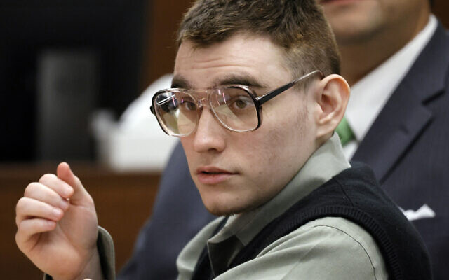 Marjory Stoneman Douglas High School shooter Nikolas Cruz is shown at the defense table during jury selection in the penalty phase of his trial at the Broward County Courthouse in Fort Lauderdale, Fla., on Tuesday, June 28, 2022. (Amy Beth Bennett/South Florida Sun-Sentinel via AP, Pool)
