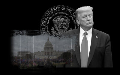 AP Illustration of scenes of the Capitol riots and an image of Trump. (AP)