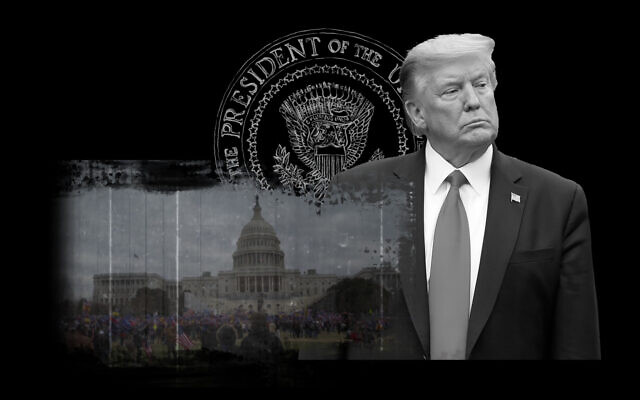 AP Illustration of scenes of the Capitol riots and an image of Trump. (AP)