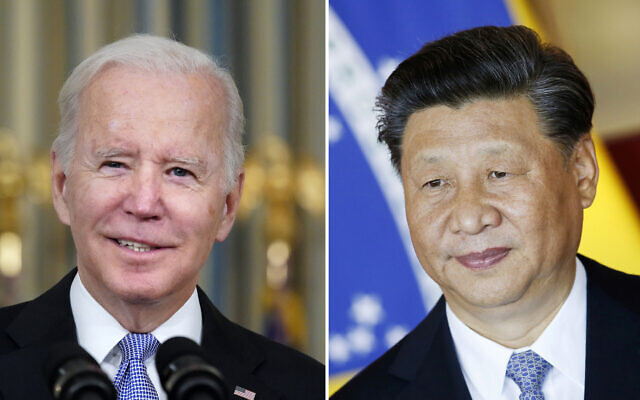 This combination image shows US President Joe Biden in Washington, Nov. 6, 2021, and China's President Xi Jinping in Brasília, Brazil, Nov. 13, 2019 (AP Photo/Alex Brandon, Eraldo Peres, File) This combination image shows US President Joe Biden in Washington, Nov. 6, 2021, and China's President Xi Jinping in Brasília, Brazil, Nov. 13, 2019 (AP Photo/Alex Brandon, Eraldo Peres, File)