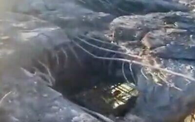 Screen capture from video purporting to show damage to the Antonivskyi Bridge from a Ukrainian missile strike, in the Kherson region of Ukraine, July 27, 2022. (Twitter)