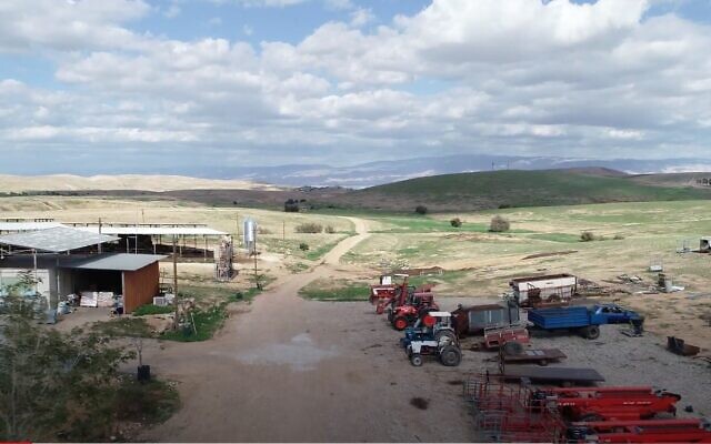 Screen capture from video of the Einot Kedem (Omer's Farm) illegal outpost in the Jordan Valley, 2020. (YouTube) Screen capture from video of the Einot Kedem (Omer's Farm) illegal outpost in the Jordan Valley, 2020. (YouTube)