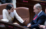 Benjamin Netanyahu (right) and Ayelet Shaked in the Knesset (Yonatan Sindel/Flash90)
