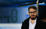 Moshe Hogeg, Beitar Jerusalem owner, at the Teddy Stadium in Jerusalem on February 17, 2020. (Flash90)