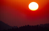 The sun over forests near Jerusalem on September 2, 2021. (Nati Shohat/ Flash90)