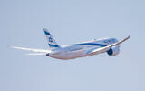 An illustrative photo of an El Al flight taking off from Ben Gurion International Airport, outside Tel Aviv, October 25, 2021. (Yossi Aloni/Flash90)