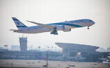 Illustrative: An El Al flight takes off at Ben Gurion Airport outside Tel Aviv, October 25, 2021. (Yossi Aloni/Flash90)