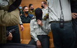 Lt. Col. Dan Sharoni, an IDF officer accused of of secretly filming his female soldiers, at a hearing at a military court in Tel Aviv, December 5, 2021. (Avshalom Sassoni/Flash90)
