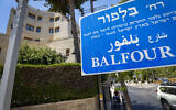 A building known as the Villa Hanna Salameh, located next to the Prime Minister's Residence on Jerusalem's Balfour Street, is seen on July 1, 2022. New Prime Minister Yair Lapid moved into an apartment in the building amid ongoing construction at the official residence. (Olivier Fitoussi/Flash90)