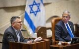 Justice Minister Gideon Saar speaks in the Knsset on July 4, 2022. (Olivier Fitoussi/Flash90)