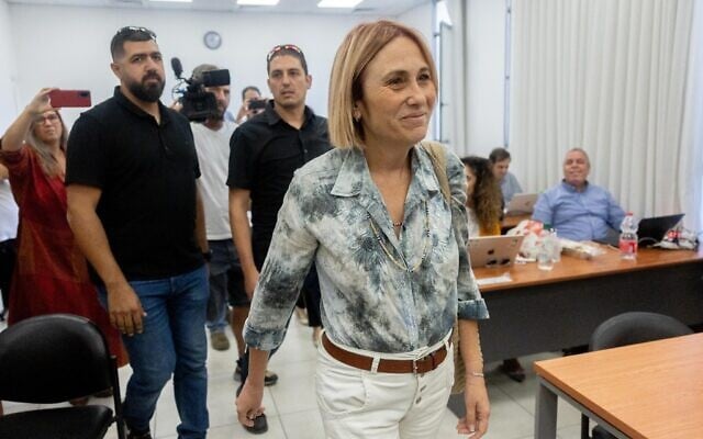 Hadas Klein arrives in court to give testimony in the trial against former Israeli prime minister Benjamin Netanyahu, at the District Court in Jerusalem on July 11, 2022. (Yonatan Sindel/Flash90) Hadas Klein arrives in court to give testimony in the trial against former Israeli prime minister Benjamin Netanyahu, at the District Court in Jerusalem on July 11, 2022. (Yonatan Sindel/Flash90)