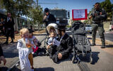 Ultra-Orthodox protesters demonstrate against the construction work for the Jerusalem Light Rail, in Jerusalem, July 12, 2022. (Yonatan Sindel/Flash90)
