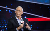 Defense Minister Benny Gantz at a Channel 13 News conference in Jerusalem on July 26, 2022. (Yonatan Sindel/Flash90)