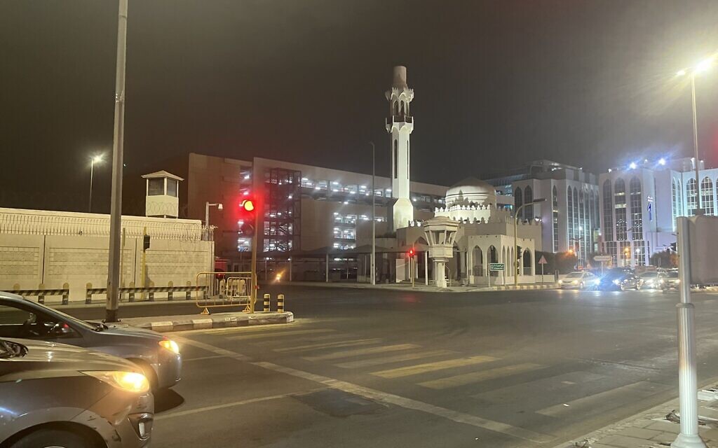 The view from Palestine Street in in Jeddah, Saudi Arabia on July 16, 2022. (Jacob Magid/Times of Israel)