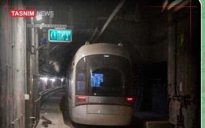 A July 4, 2022, report on the Iranian Tasnim news agency about a cyberattack on the "Israel Metro." (Screen capture/Twitter)