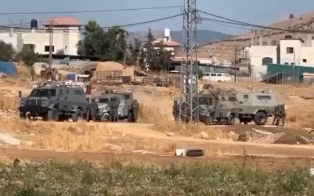 Israeli military vehciles are seen in the West Bank city of Tubas, July 17, 2022. (Screenshot: Twitter) Israeli military vehciles are seen in the West Bank city of Tubas, July 17, 2022. (Screenshot: Twitter)