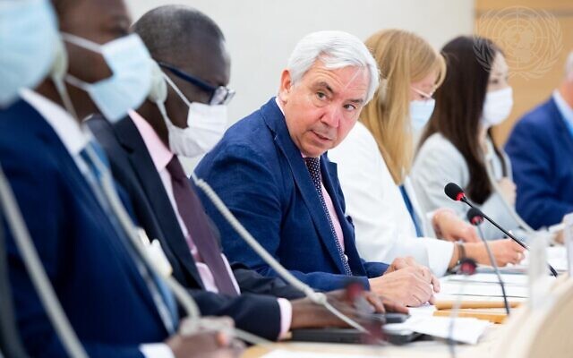 Federico Villegas, President of the Human Rights Council, chairs a meeting during the 50th Regular Session of the Human Rights Council on June 30, 2022. (Violaine Martin/UN) Federico Villegas, President of the Human Rights Council, chairs a meeting during the 50th Regular Session of the Human Rights Council on June 30, 2022. (Violaine Martin/UN)