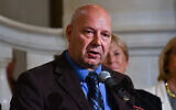 Doug Mastriano, the Republican gubernatorial nominee in Pennsylvania, speaks at an event at the state Capitol in Harrisburg, Pennsylvania, July 1, 2022. (AP Photo/Marc Levy)