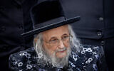 Rabbi Yitzchok Tuvia Weiss, Chief Rabbi of the Eda Haredit faction, attends a protest outside a construction site in Har Gillo, claiming the construction site is desecrating Jewish graves, on October 18, 2021. (Yonatan Sindel/Flash90)