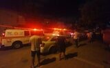 Medics at the scene of a deadly brawl in Netanya, July 18, 2022. (Magen David Adom)