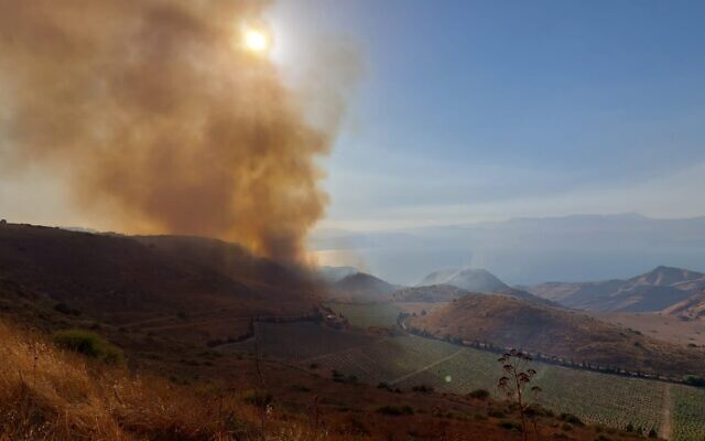 A large fire burns near Kfar Haruv in the Golan Heights, July 31, 2022. (JNF-KKL)