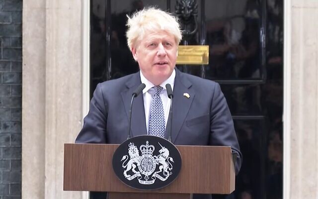 British Prime Minister Boris Johnson delivers resignation speech at Downing Street, London, July 7, 2022 (Screen grab/Sky News) British Prime Minister Boris Johnson delivers resignation speech at Downing Street, London, July 7, 2022 (Screen grab/Sky News)